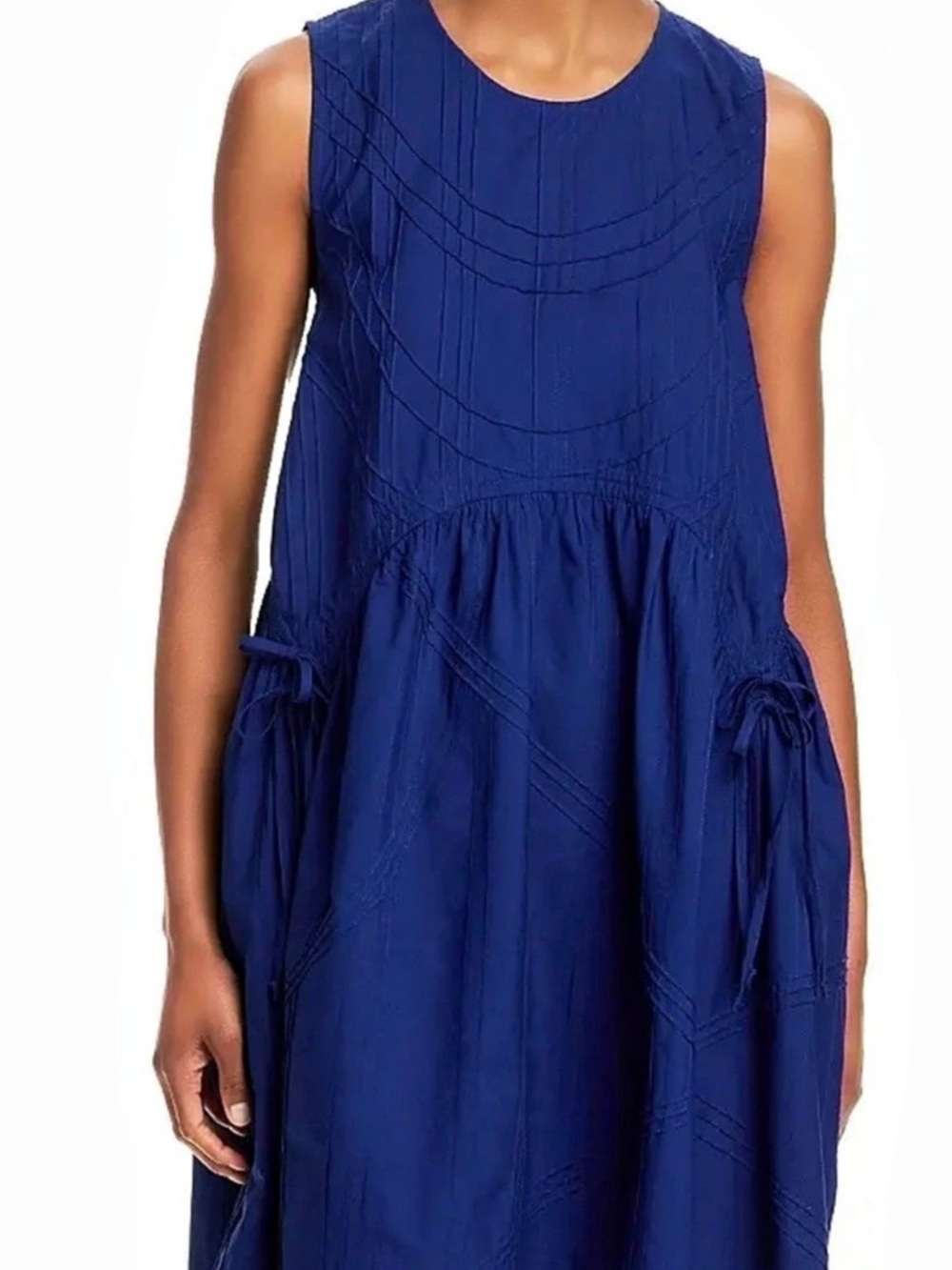 Sea New York Camden Mini Poplin Smocked Blue Sleeveless Dress Small